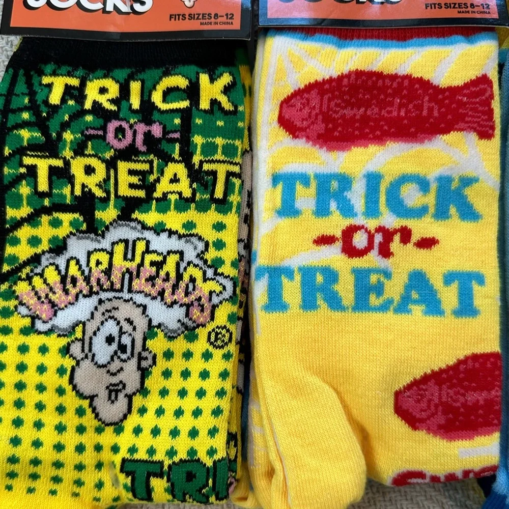 Cool Socks Candy 6 Pairs NWT Warheads Swedish Fish Jolly Rancher Halloween Fall
